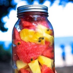 jar of watermelon and pineapple